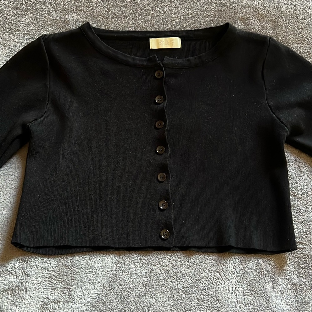 Black Crop Top With Buttons
